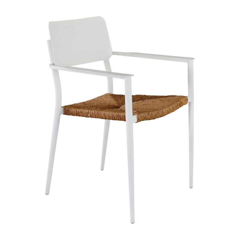 Outdoor Garden Simple Modern Dining Wricker Poly Rattan single chair Balcony Set with high back Aluminum PE distorted rattan