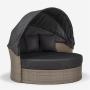 Modern Garden Rattan Furniture Round Daybed Patio Outdoor Rattan Wicker Daybed with Retractable Canopy