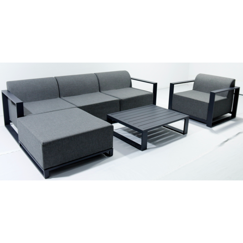 Patio Modern Fabric sofa set with Quick dry cotton Outdoor L Shape sofa with Ottoman for outdoor