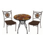 Mosaic Bistro Set Outdoor Patio Garden Furniture Table and 2 Chairs Metal Frame