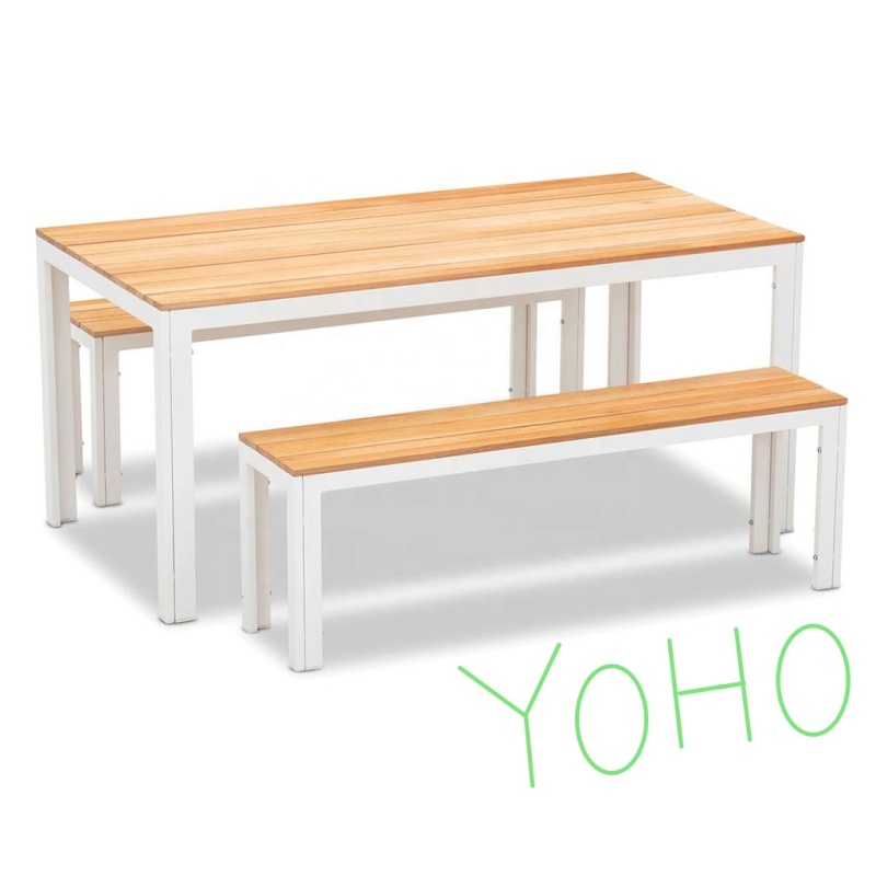 Outdoor Garden Simple Dining Room Patio Picnic Teak Beer Table Aluminum Commercial Plastic Solid Wood Bench Chair