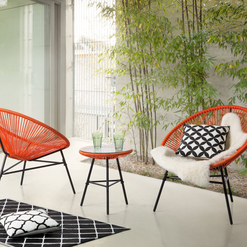 Hot selling-stlye Bistro Set  Rattan Wicker Sun Lounge Chair 3 pcs set with multi-color options