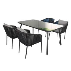 5pcs Luxury Garden Patio Furniture Aluminum Rope Cafe Outdoor Dining Table Set
