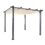 Metal Outdoor Patio Steel Frame Pergola Gazebo with Retractable Canopy Shades