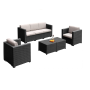 4pcs outdoor sofa resin pp sofa set rattan chair three seat