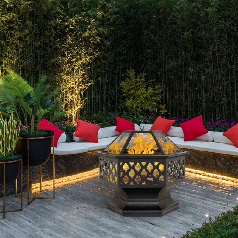 outdoor patio Round Fire Pits with poker Outdoor Fire Pit for Garden Bbq Grill