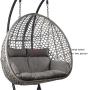 Yoho High Quality Double swing chair 2 seat Rattan Wicker Egg hanging chair with 220kgs loading capacity
