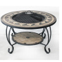 35-Inch Natural Stone Fire Pit Round Metal Firepit Patio Garden Stove Fire Pit Outdoor Brazier With Poker