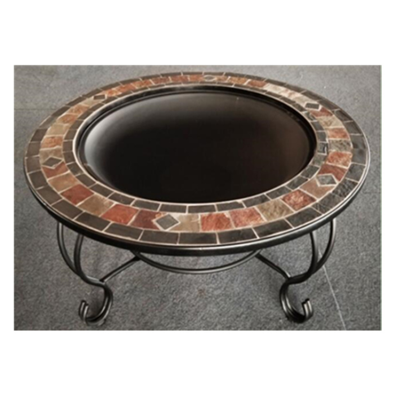 35-Inch Natural Stone Fire Pit Round Metal Firepit Patio Garden Stove Fire Pit Outdoor Brazier With Poker