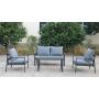 7 Pcs Modern Simple Garden Outdoor Patio Classic Leisure Aluminum Bench Sofa set with Back