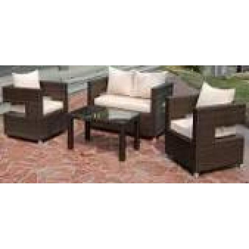 Outdoor casual conversation set leisure rattan table and chair 4pc studio couch