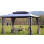 Outdoor aluminium garden gazebo with nets and curtains outdoor patio gazebo with hardtop