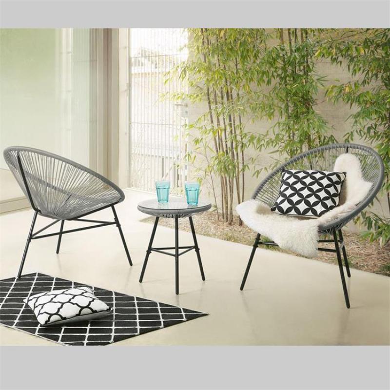 YOHO 3 pcs popular outdoor  furniture single sofa set KD garden Leisure reception sofa chair with coffee table