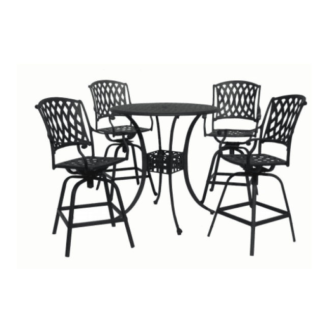 Yacht holiday luxury outdoor metal furniture all cast aluminum table and swivel chairs leisure bistro set