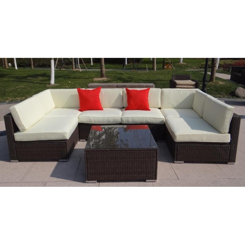 Wicker furniture 7 seater rattan wicker outdoor big sectional sofa set