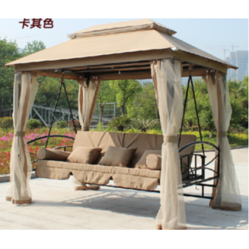 Comfortable Outdoor Gazebo Swing Bed 3-seat Swing Chair Garden Swings With Canopy