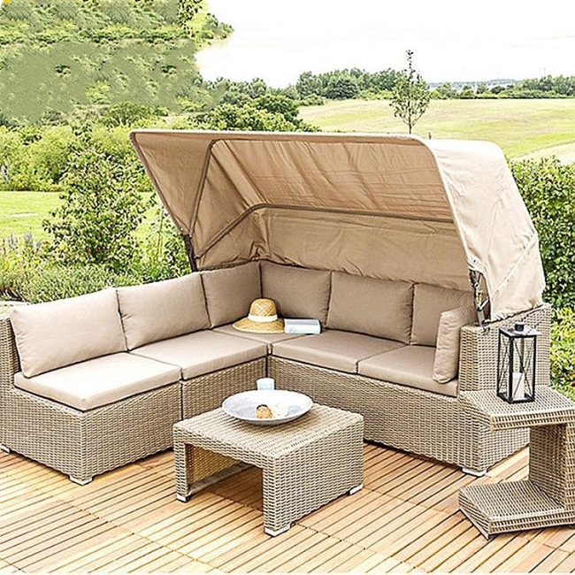Hot sale wicker patio sofa large rattan sofa set for outdoor