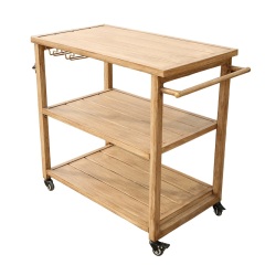 YOHO Outdoor Furniture Storage wood-looked Trolley Metal Garden utility rolling cart 3 layers trolley cart with handle & wheels