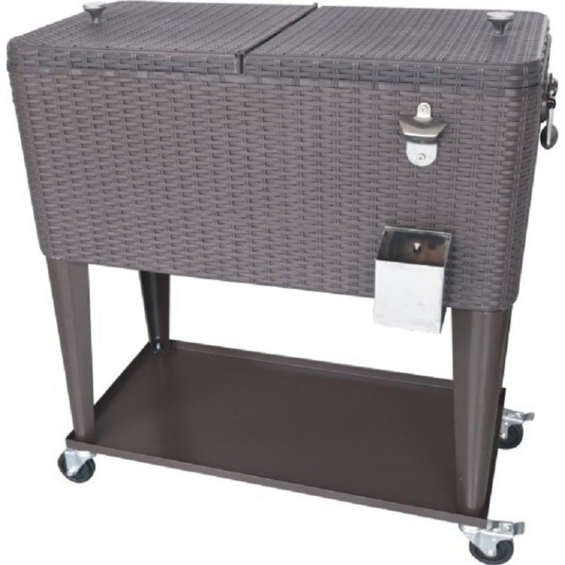 Outdoor rolling steel PU beer cooler box cart on wheel Beverage Cooler Ice Bucket Rolling Cart for party BBQ