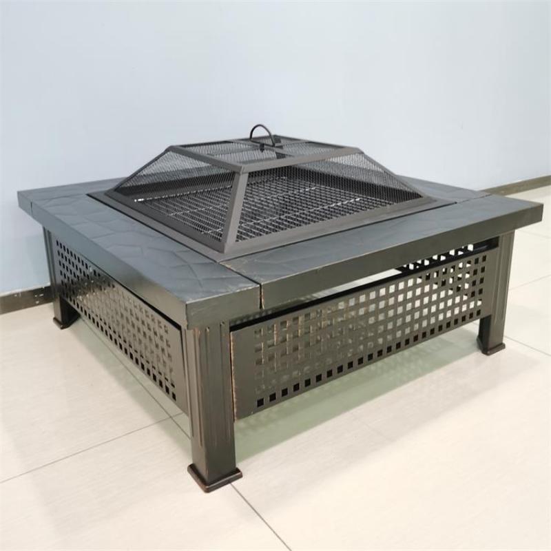 Durable hot sale rectangle fire pit steel material fire pit wheels fire pit table