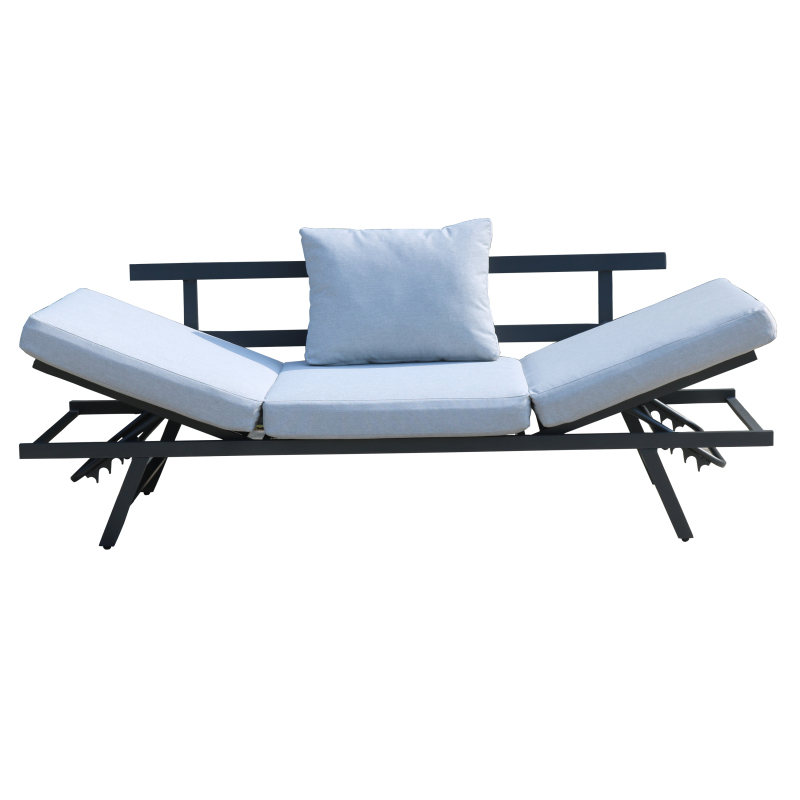 YOHO Wholesale Outdoor furniture Full FD multi-function adjustable three seater Aluminum Sofa bench with cushion