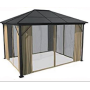 Outdoor aluminium garden gazebo with nets and curtains outdoor patio gazebo with PC board hardtop
