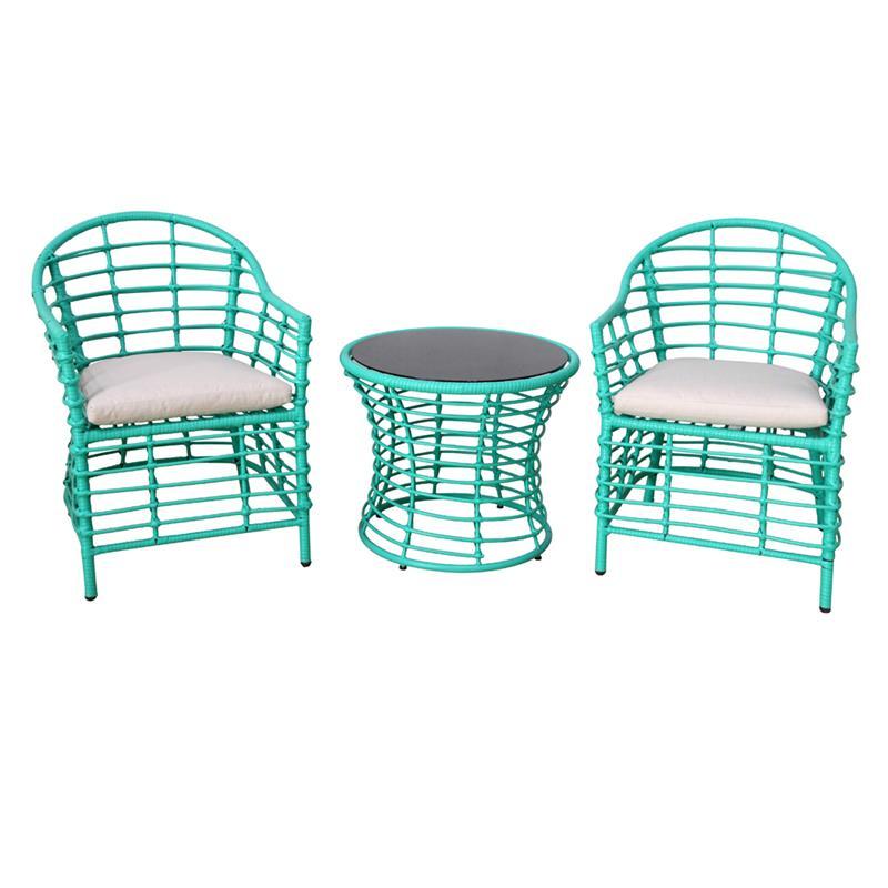 3pcs Outdoor Garden Patio Balcony rattan chair set tea table conversation reception Bristo Set
