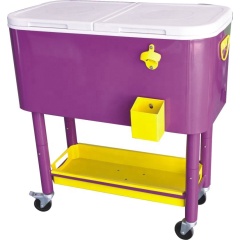 Rolling Ice Portable Patio Garden Drink Ice Cooler Cart Rattan Ice Cooler With Wheels For BBQ/Party/Picnic/Camping