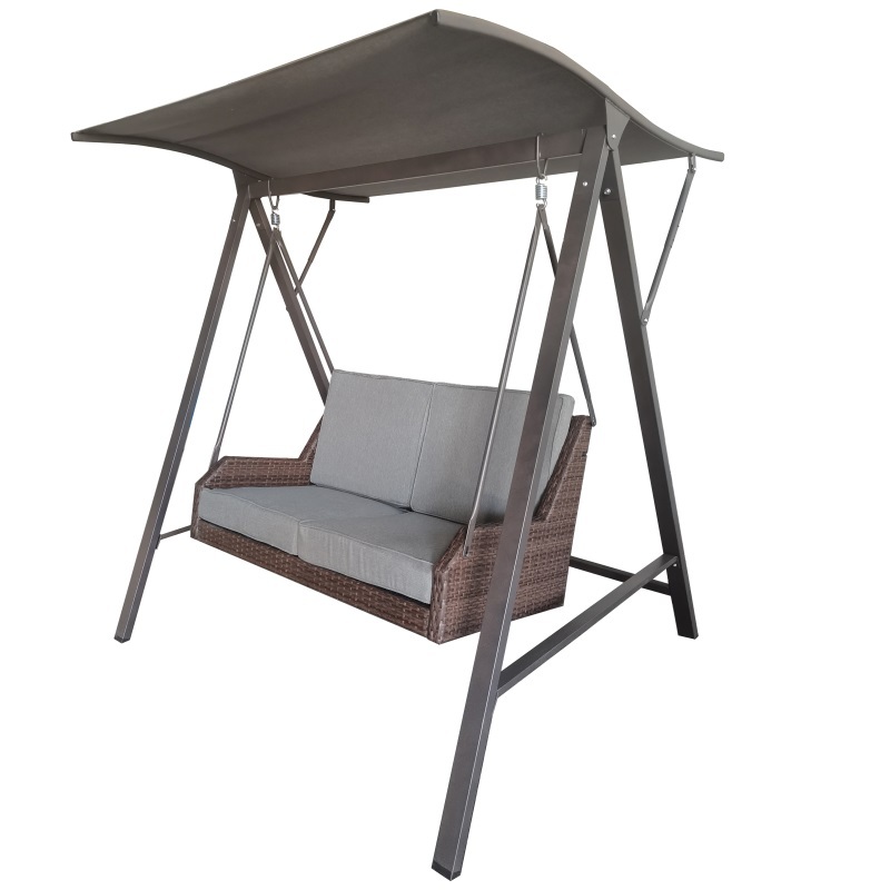 Canopy  garden backyard cushioned steel frame slide with swing 2 seat rattan swing