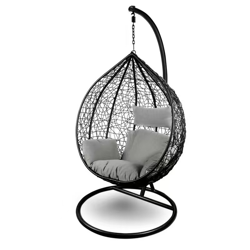 Outdoor Rattan Wicker Furniture Patio Egg Chair With Steel Stand Egg Chair