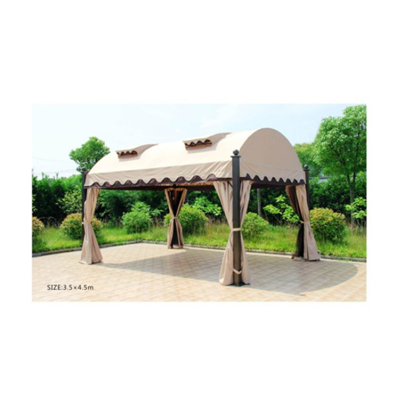 Outdoor 3*3 square garden rattan wrought iron folding gazebo