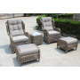 Wicker Furniture Set 5 Pieces PE Rattan Outdoor All Weather Cushioned Sofas and Ottoman Set