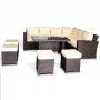 YOHO L Shape Rattan Dining Set Patio Outdoor Rattan Furniture Garden Rattan sofa set