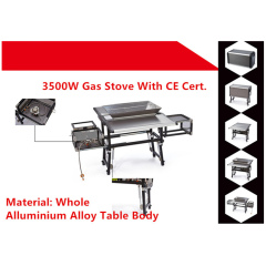 Fully functional stainless steel BBQ grill all aluminum Alloy table body gas stove and BBQ grill