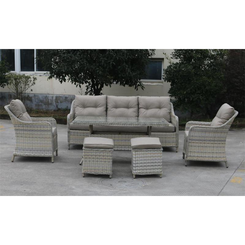 Luxury Modern Design Outdoor Garden Patio Rattan Wricker sectional Sofa Set aluminum frame with stool
