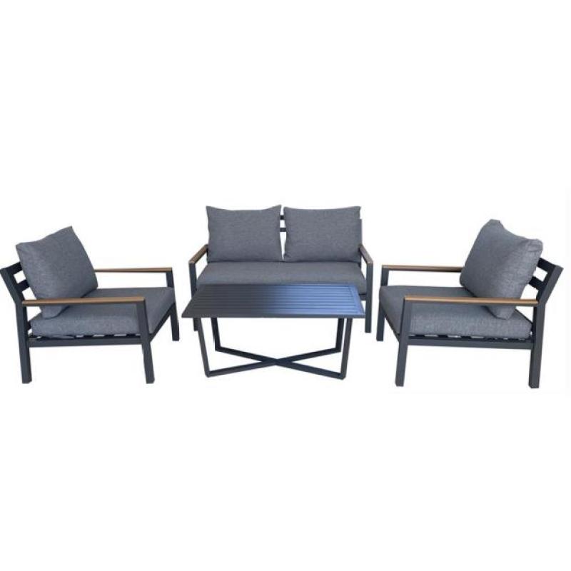Outdoor Modern Aluminum Sectional Conversation 4pc Sofa Set
