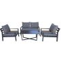 Outdoor Modern Aluminum Sectional Conversation 4pc Sofa Set