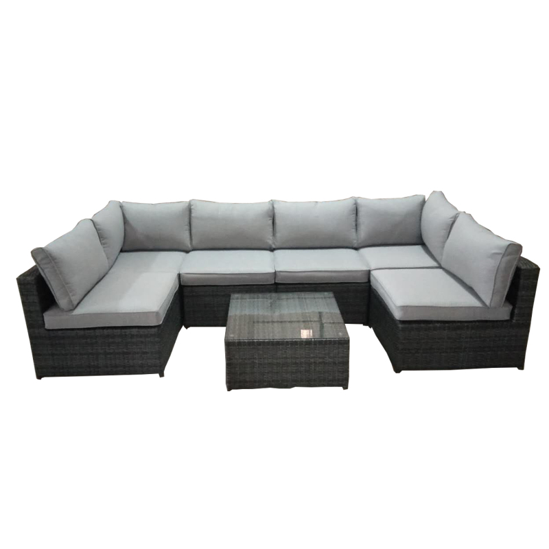 YOHO Hot selling 7PCS Garden Sets aluminum sofa patio rattan furniture outdoor table and chairs