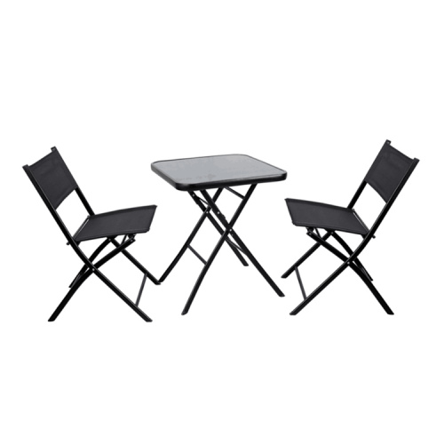 Outdoors 3PCS Folding Bistro Set, 2 folding Chair+ 1 Glass Square Table Chairs Set Bistro Garden Backyard Furniture Set