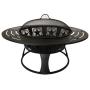 YOHO  Outdoor Garden Square Wood Fire Pit Log Grate Burner patio fire place with Screen Cover  Poker Tool, Great BBQ Grill