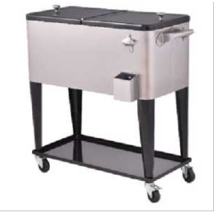 YOHO Hot Sale Metal Camping/Party cooler cart Beverage /beer/wine/drink cooler Ice Bucket with storage lid
