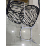 Outdoor KD Aluminum Steel Rattan Wicker Chair With Cushion Single Seat Egg Chair With Stand