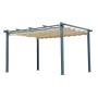 Metal Outdoor Patio Steel Frame Pergola Gazebo with Retractable Canopy Shades