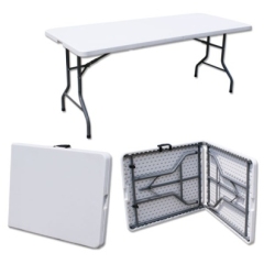 YOHO wholesale cheap Outdoor Garden HDPE plastic folding steel picnic table for event/wedding with HDPE top