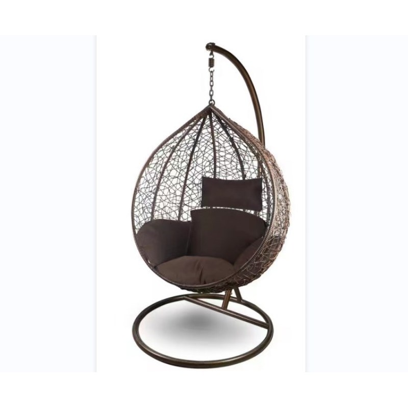 Outdoor Rattan Wicker Furniture Patio Egg Chair With Steel Stand Egg Chair
