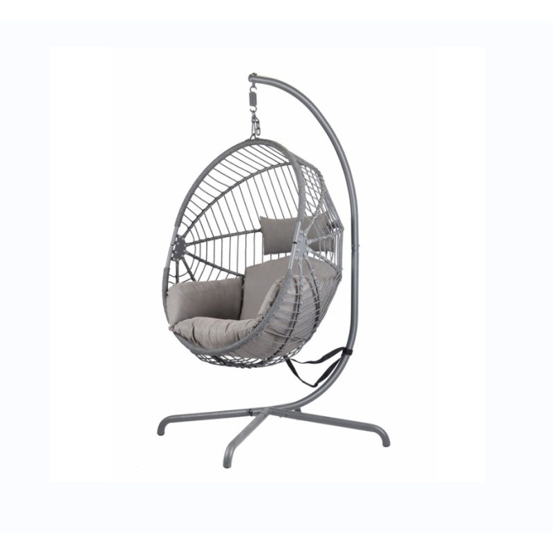 Yoho High Quality Hot sale Full KD Rattan swing chair Outdoor Garden Patio Bedroom hanging egg chair with cushion with stand