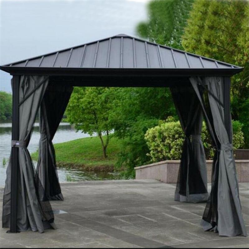 Outdoor aluminium garden gazebo with nets and curtains outdoor patio gazebo with PC board hardtop