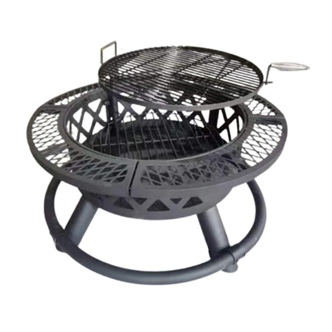 Yoho Outdoor Portable Fire Pit Multifunctional Backyard Garden Heater/BBQ High Temperature Powder Coating Fire Pit With Poker