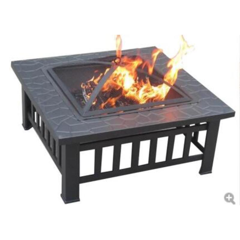 Outdoor garden 34 inch square steel  moon star pattern charcoal wood  fire pit
