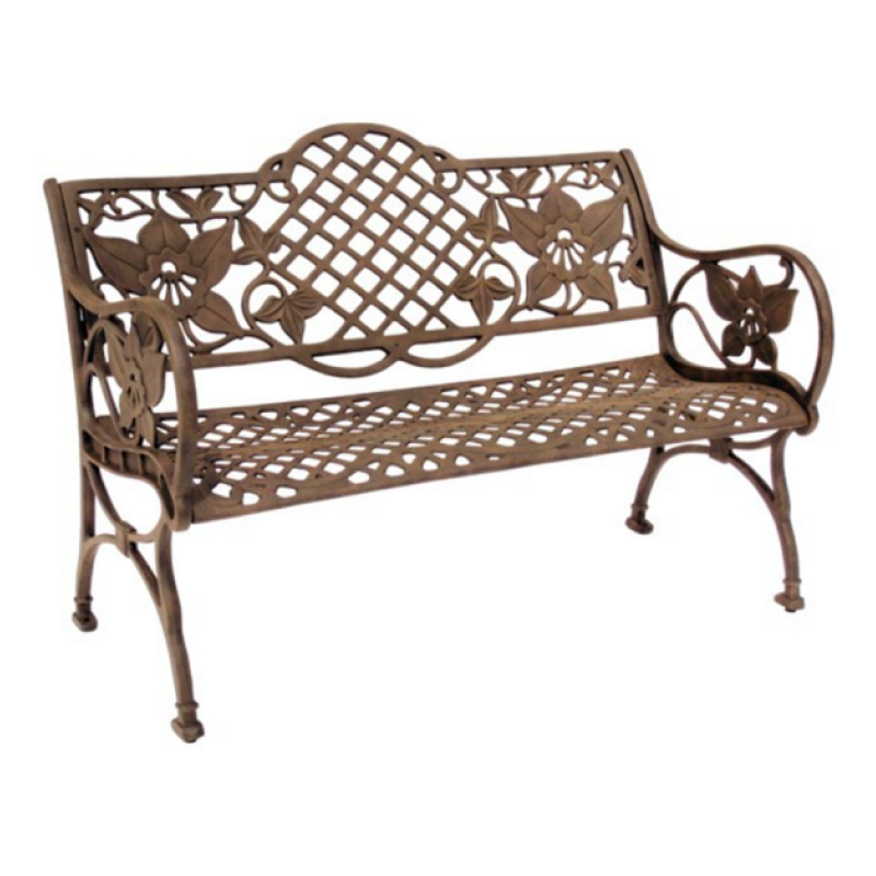 Outdoor Furniture Park Public Bench With Flower Pattern Cast Aluminum Bench